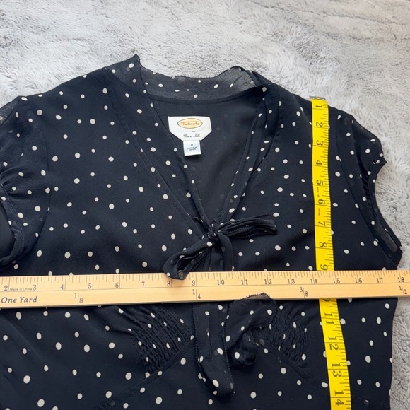 Talbots Women's Black Polka Dot 100% Silk Midi Dress Short Sleeve Size 8 - Picture 5 of 16